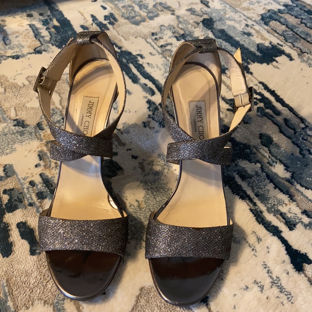 Jimmy Choo silver wedges